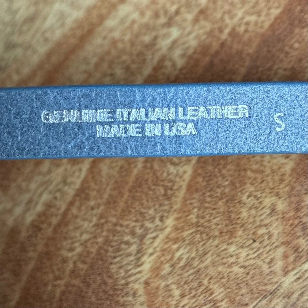 Express Belt Skinny Italian Leather Blue D-Ring S Small Made in USA Y2K Style